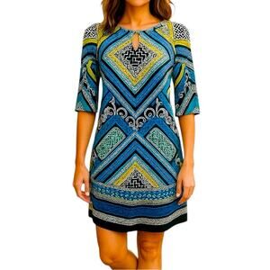 Laundry by Shelli Segal Psychedelic Retro Shift Dress Size Small